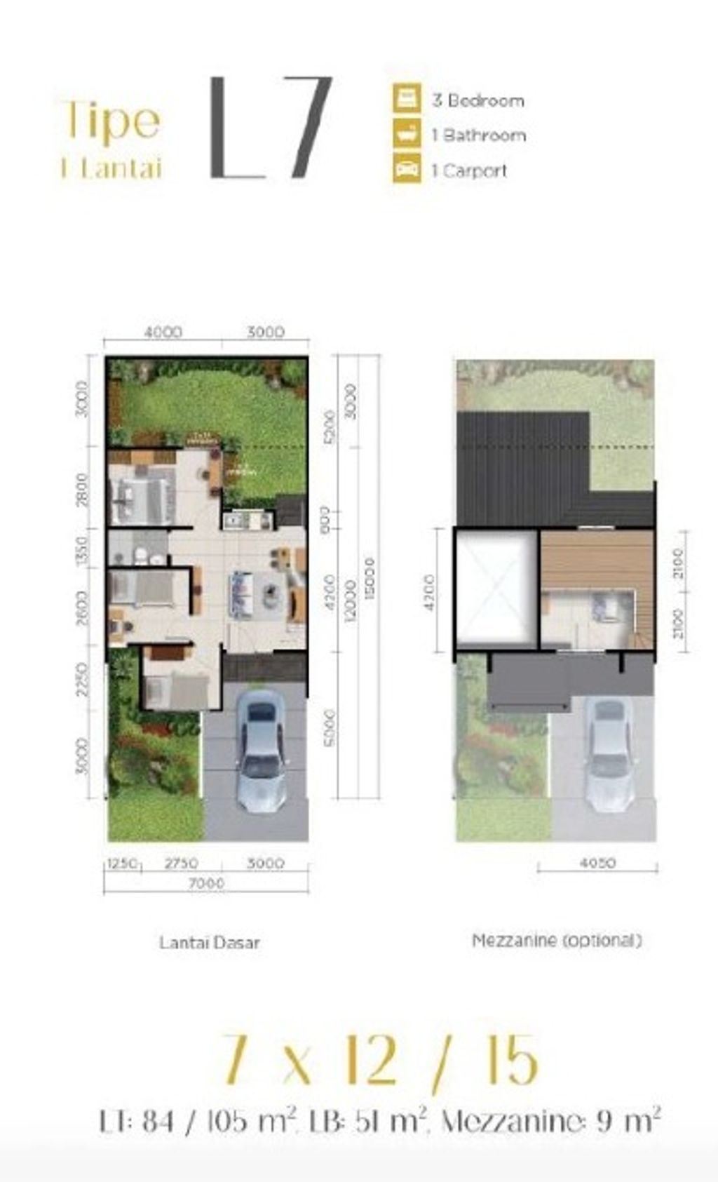 foto denah rumah tipe GARDENIA 2/15 perumahan PARAMOUNT PETALS TAHAP 1