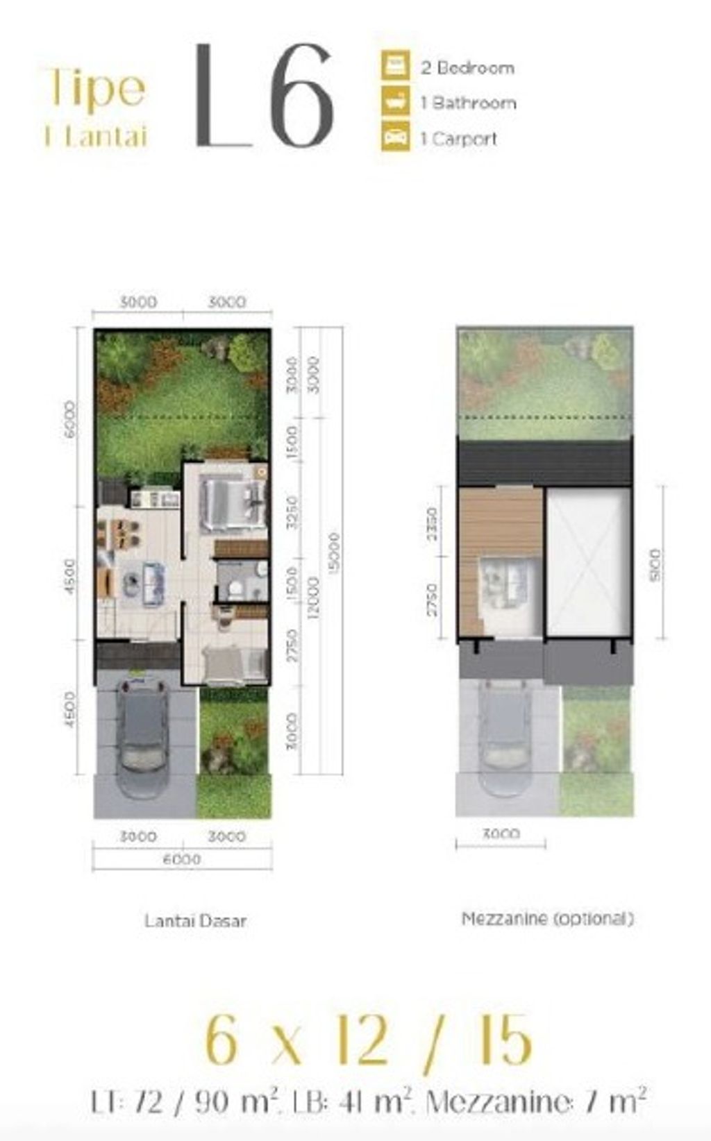 foto denah rumah tipe GARDENIA 2/17 perumahan PARAMOUNT PETALS TAHAP 1