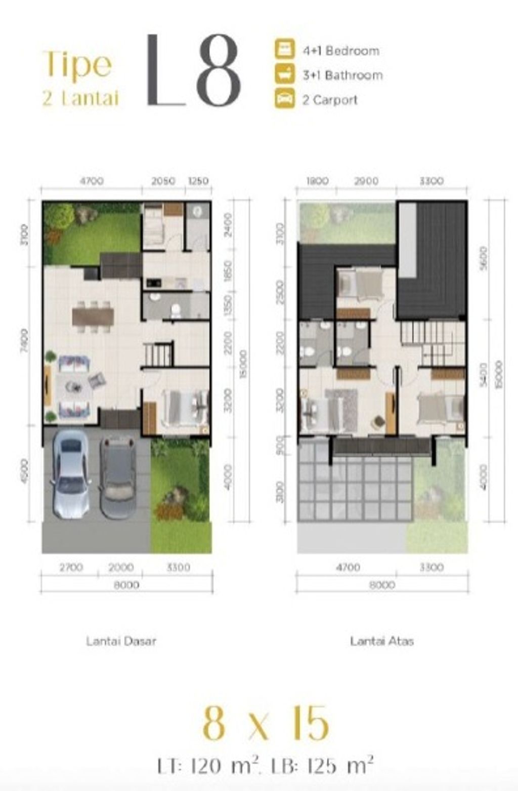 foto denah rumah tipe GARDENIA 2/02 perumahan PARAMOUNT PETALS TAHAP 1