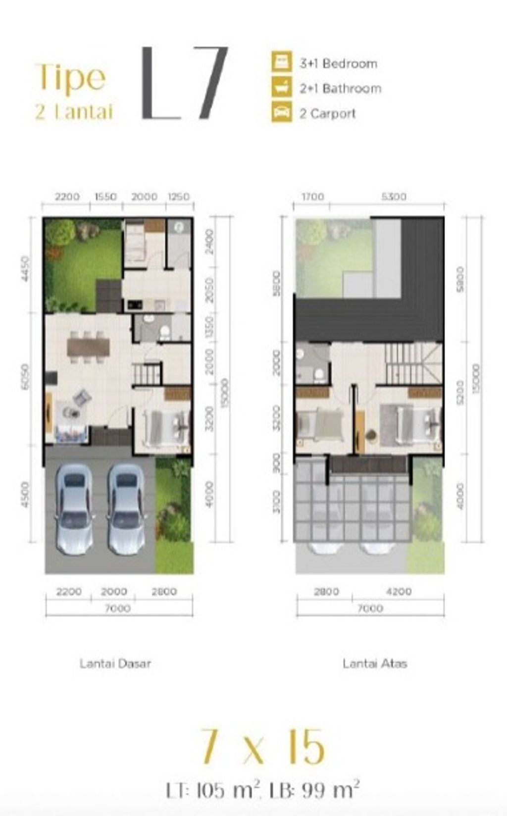 foto denah rumah tipe GARDENIA 2/03 perumahan PARAMOUNT PETALS TAHAP 1