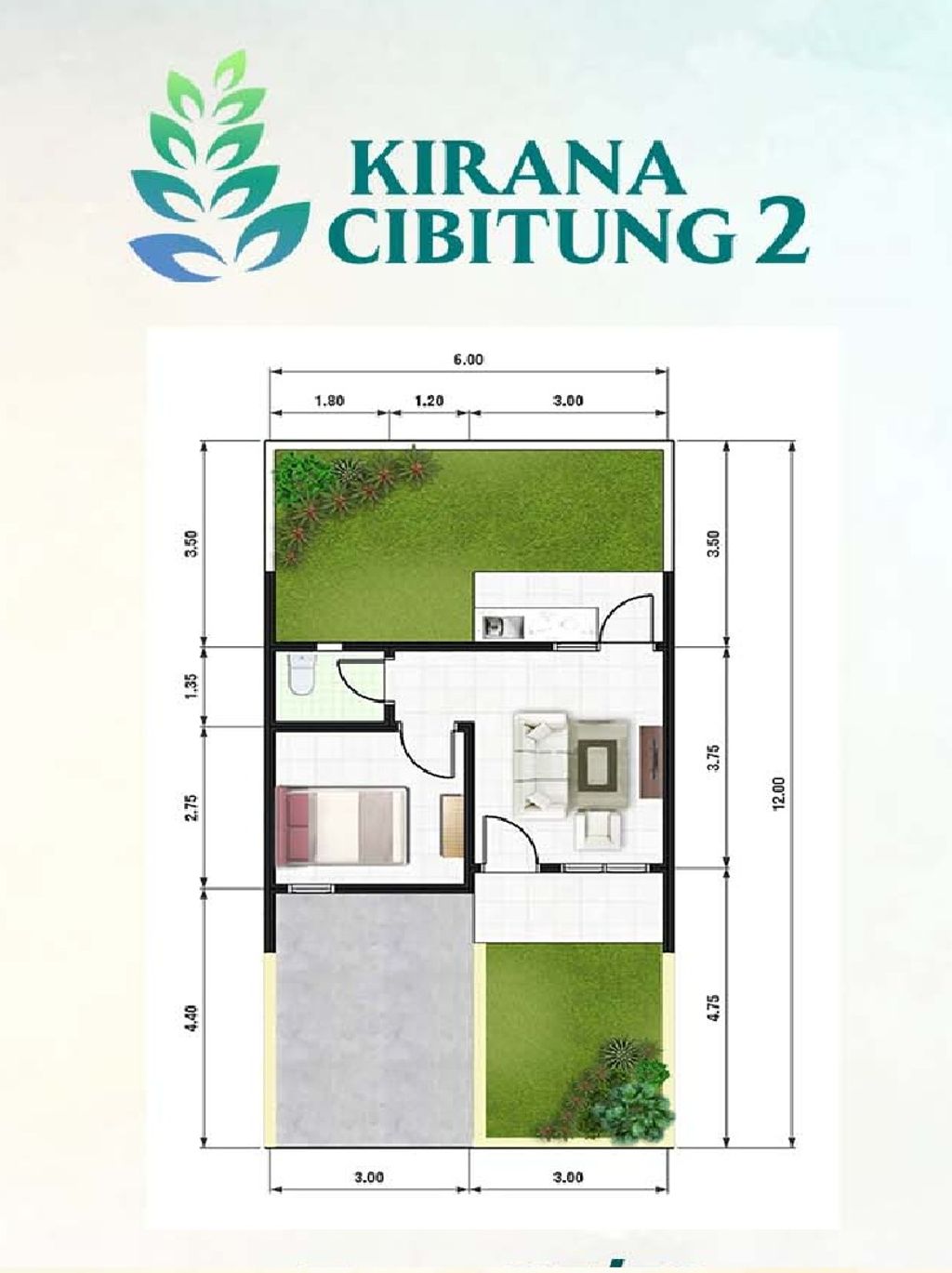 foto denah rumah tipe 27/95 perumahan KIRANA CIBITUNG 2 (TAHAP 1)