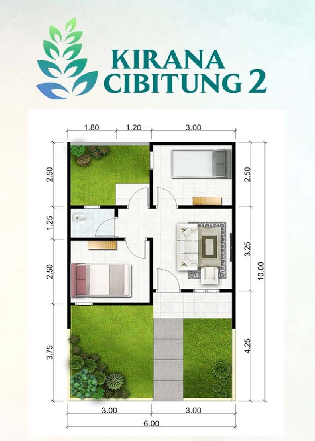 foto denah rumah tipe 30/86 perumahan KIRANA CIBITUNG 2 (TAHAP 1)