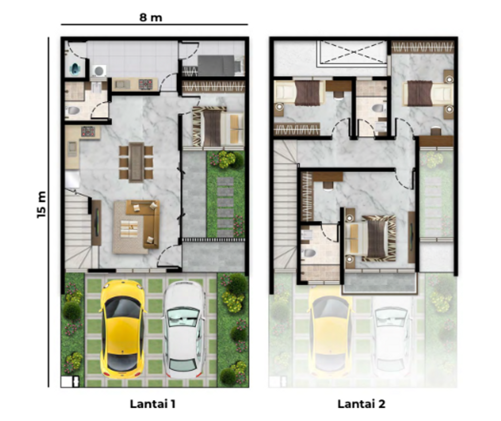 foto denah rumah tipe CELESTA perumahan DISTRIK 17 & 19 ( CLUSTER DENVER)