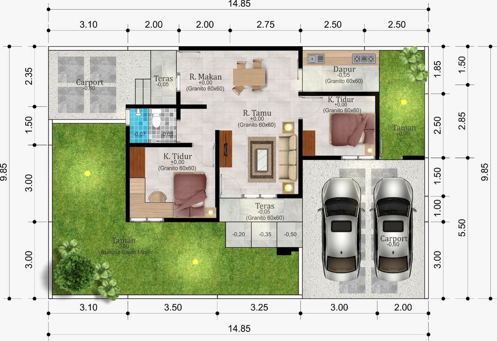foto denah rumah tipe RSR - 56 perumahan royal sedayu residence