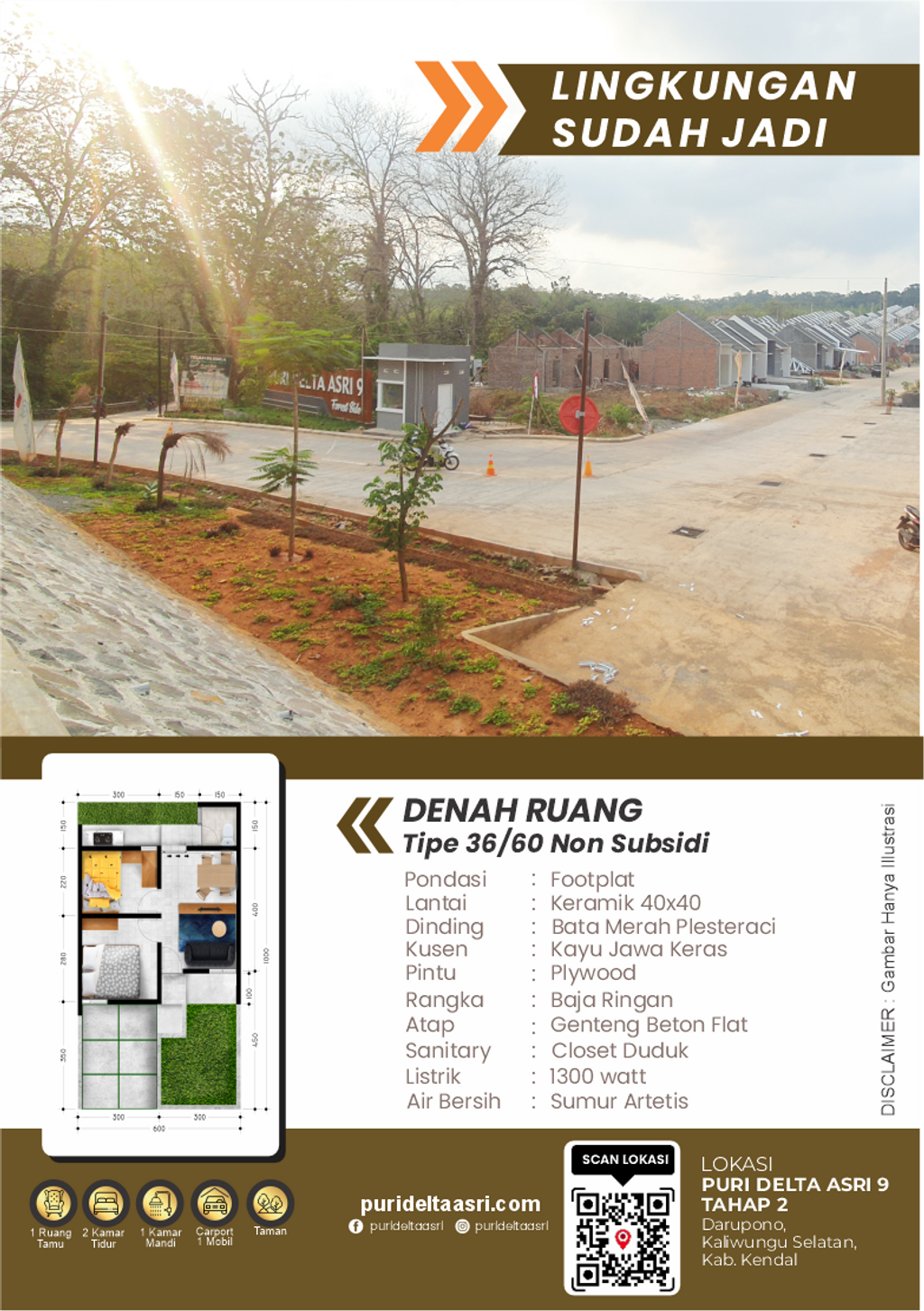 foto denah rumah tipe 36/60 perumahan PURI DELTA ASRI 9 EXTENTION