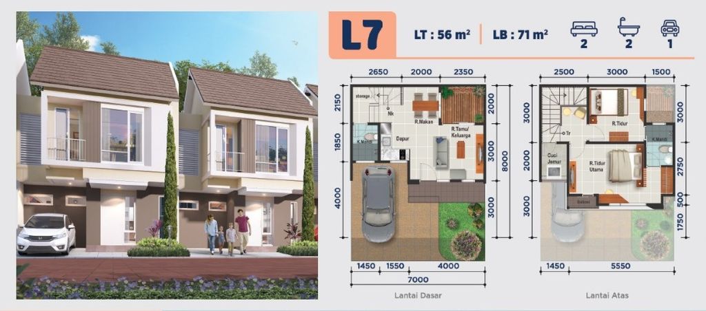 foto denah rumah tipe LUNITA/28 perumahan CLUSTER MALIBU VILLAGE (PERLUASAN SITE PLAN 1)