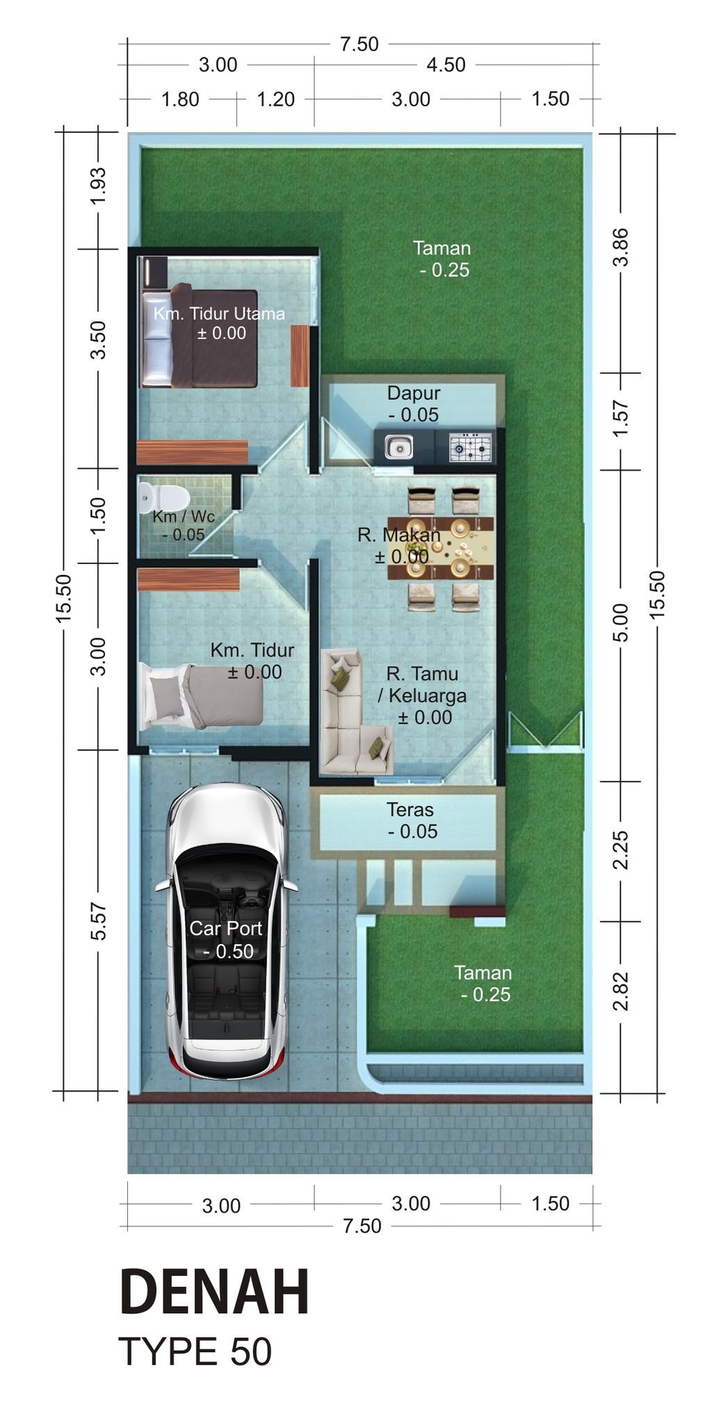 foto denah rumah tipe RSR - 50 perumahan royal sedayu residence