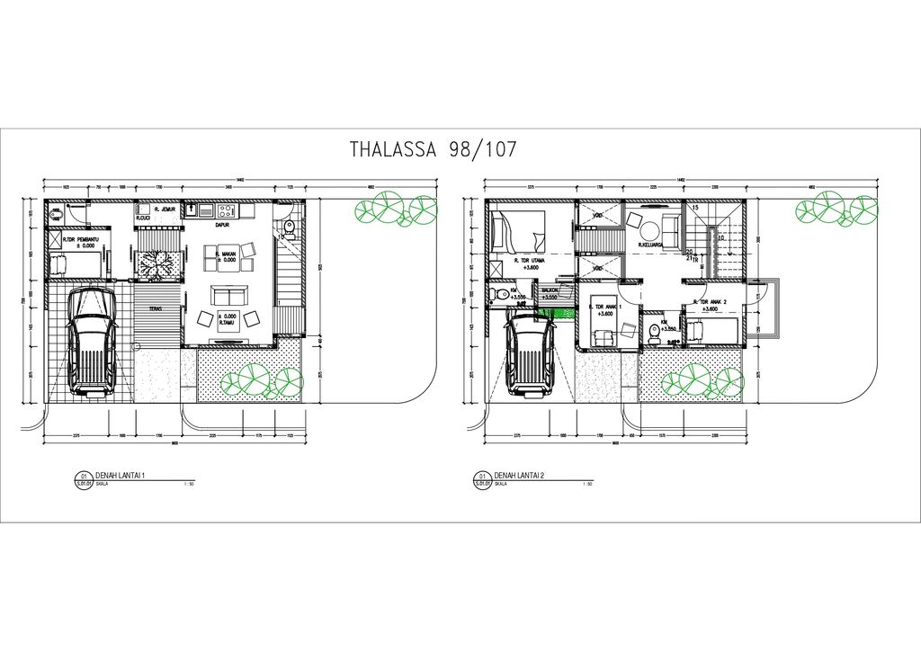 foto denah rumah tipe THALASSA 98/107 perumahan Perumahan Galuh Mas