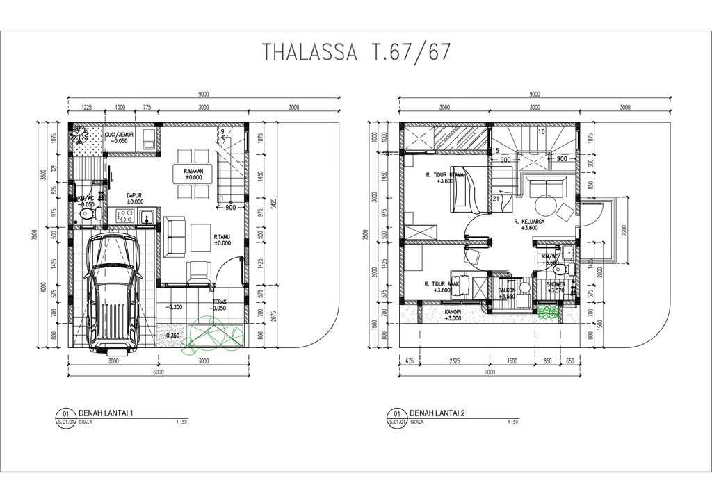 foto denah rumah tipe THALASSA 67/67 perumahan Perumahan Galuh Mas