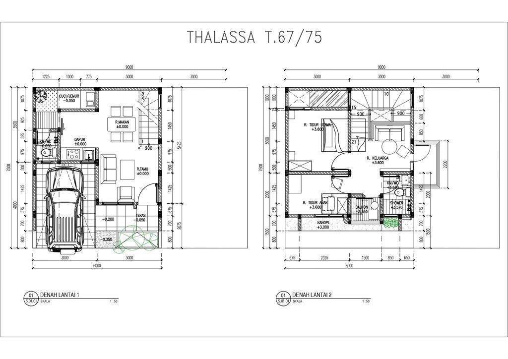 foto denah rumah tipe THALASSA 67/75 perumahan Perumahan Galuh Mas