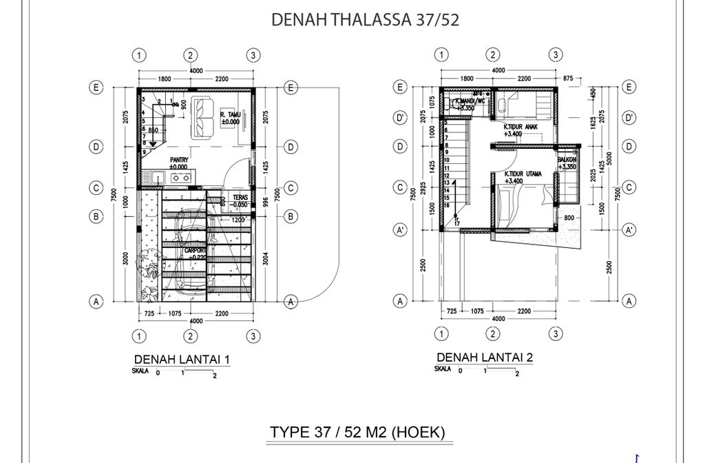 foto denah rumah tipe THALASSA 37/52 perumahan Perumahan Galuh Mas