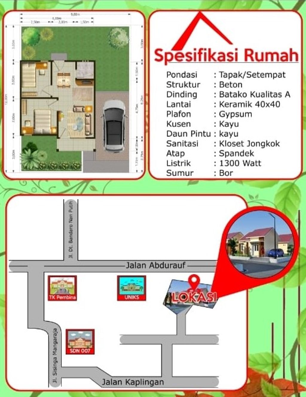 foto denah rumah tipe 36 (PMK 2023) perumahan CAKRAWALA NUSANTARA REGENCY