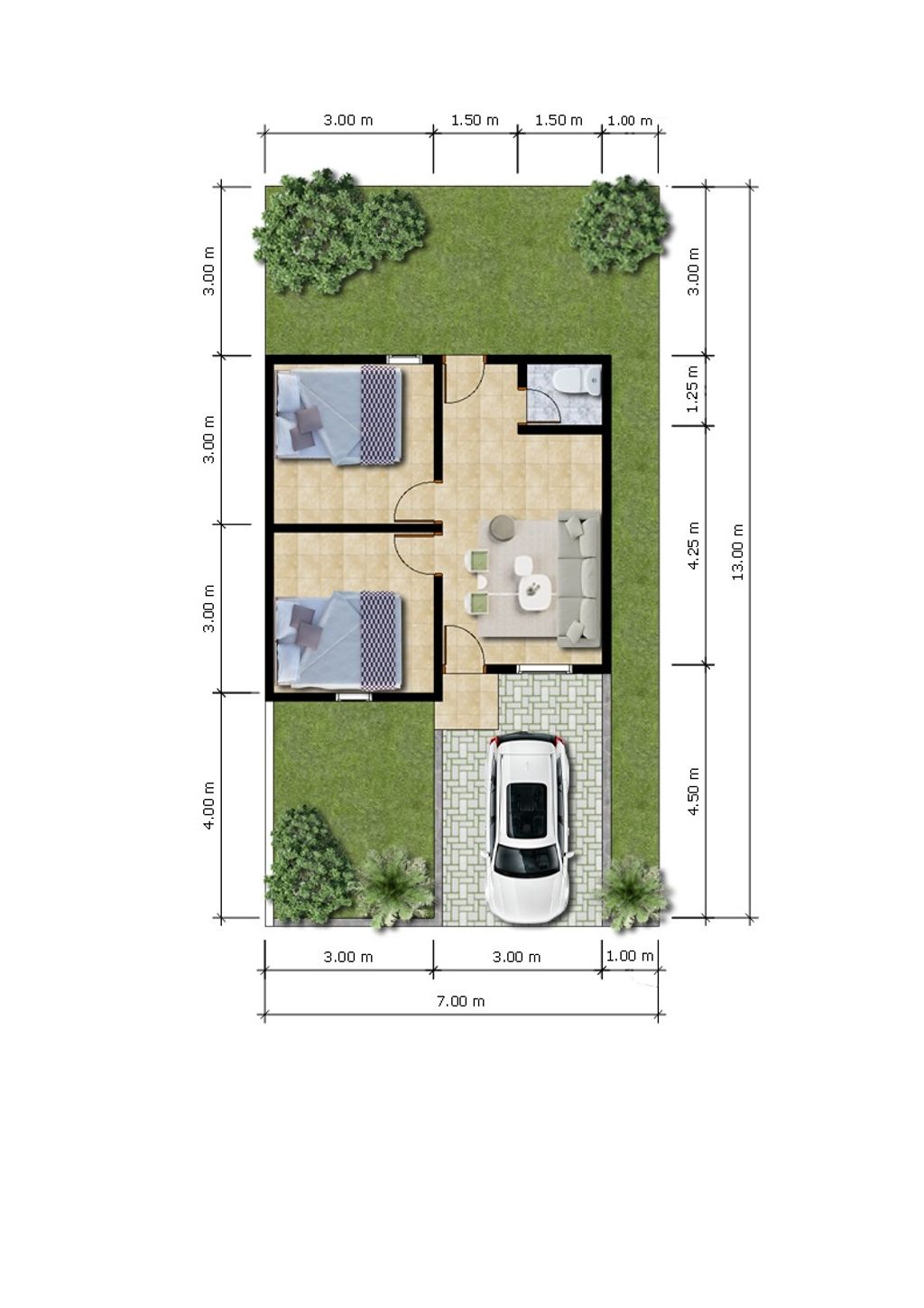 foto denah rumah tipe 36 perumahan Mawar saron residence 3