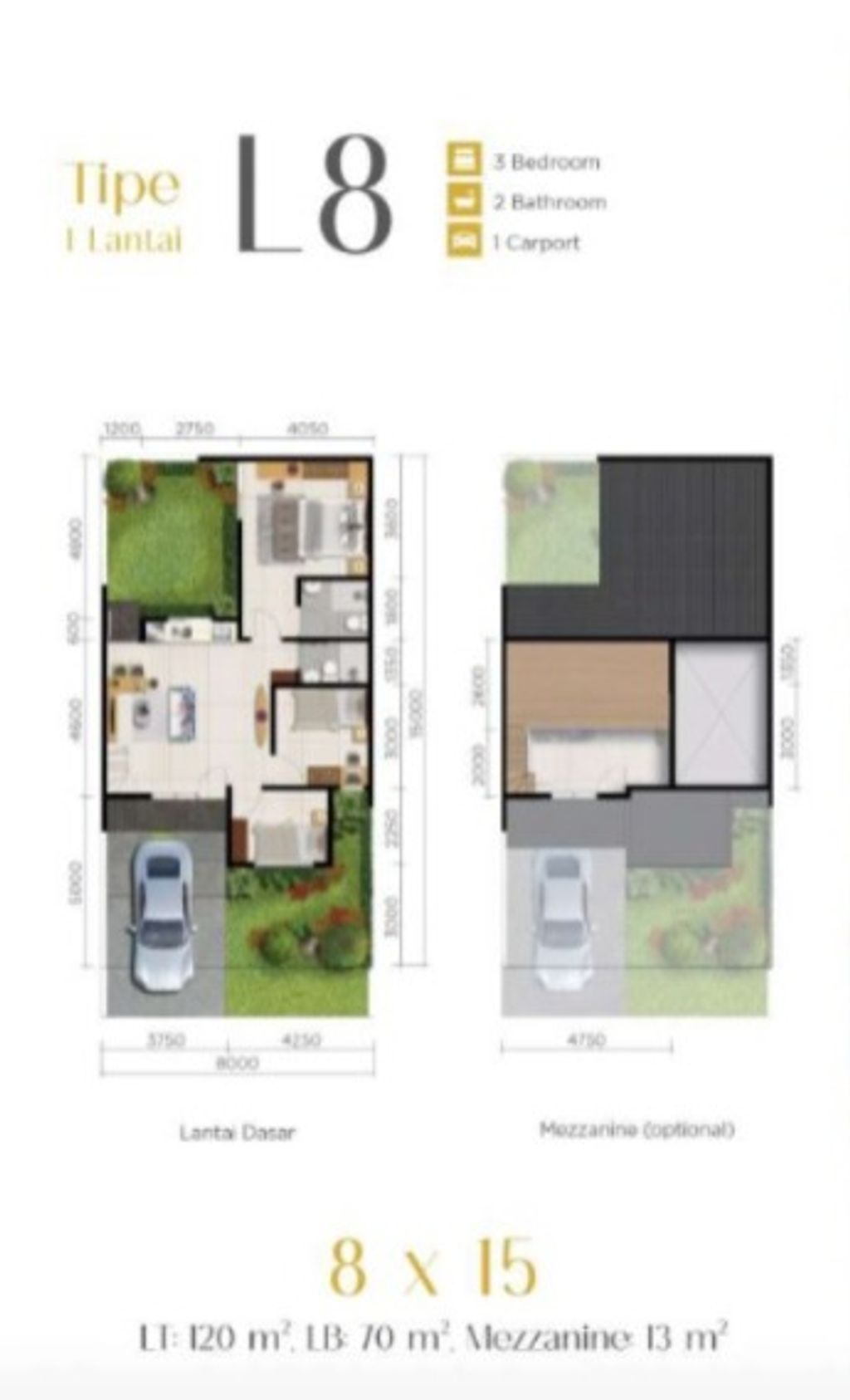 foto denah rumah tipe GARDENIA 9/19 perumahan PARAMOUNT PETALS TAHAP 1