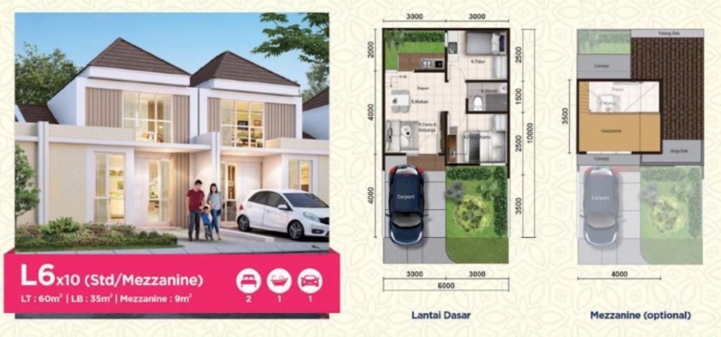 foto denah rumah tipe ASTER RAYA/07 perumahan PARAMOUNT PETALS TAHAP 1