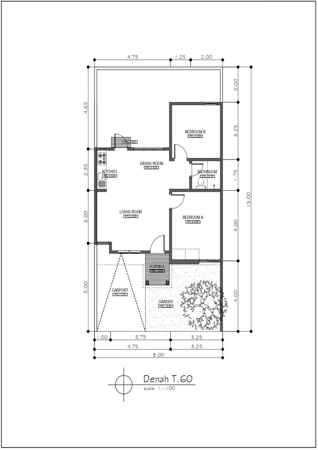 foto denah rumah tipe 60/120 perumahan ALAM JUANDA