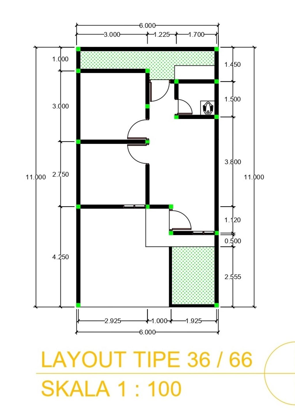 foto denah rumah tipe 36/66 perumahan HUMAIRA RESIDENCE