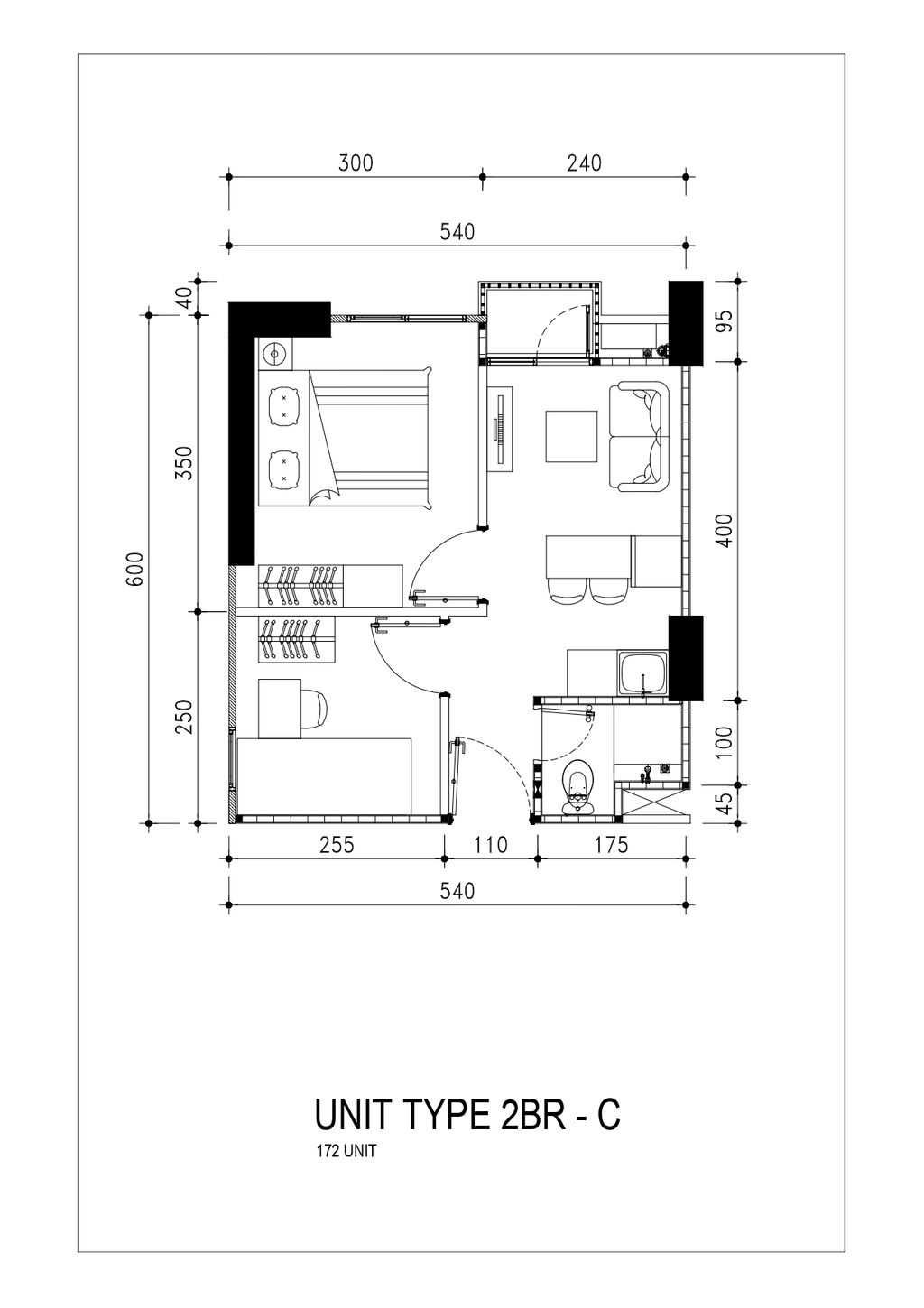 foto denah rumah tipe EKKI - 2BRC perumahan APARTEMEN PODOMORO GOLF VIEW