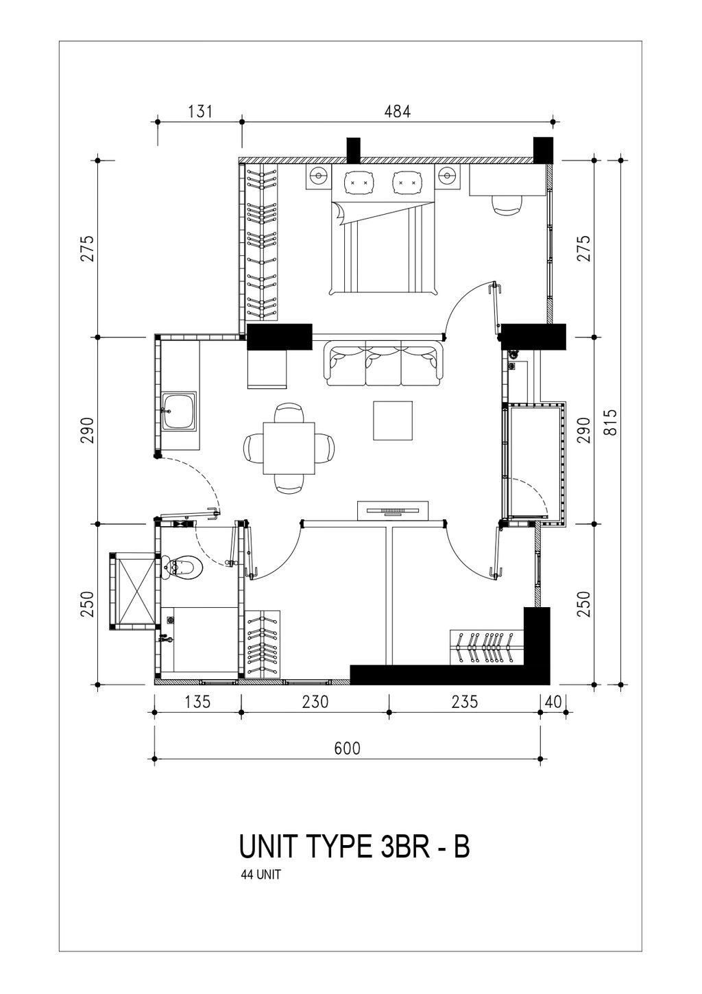 foto denah rumah tipe EKKI - 3BRB perumahan APARTEMEN PODOMORO GOLF VIEW