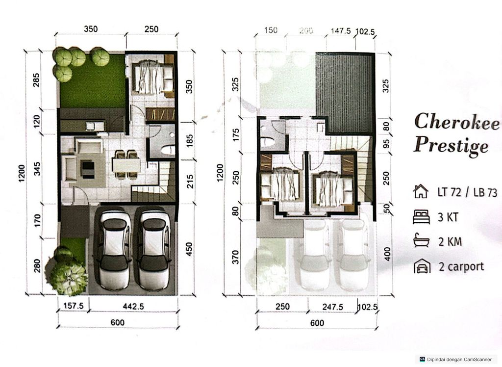 foto denah rumah tipe CHEROKEE PRESTIGE perumahan SKYVILLE RESIDENCE