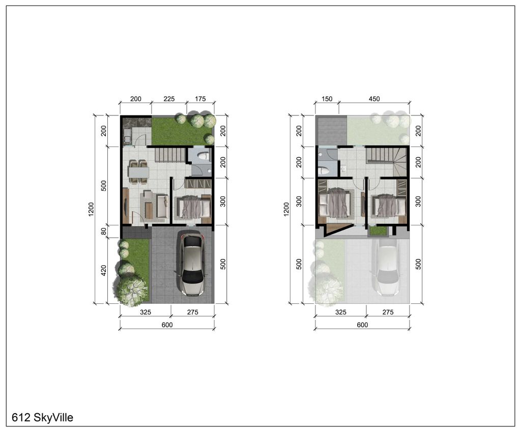 foto denah rumah tipe FONTANA perumahan SKYVILLE RESIDENCE
