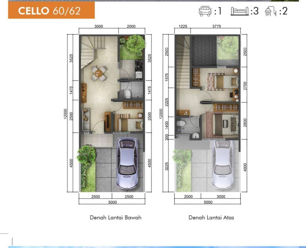 foto denah rumah tipe CELLO perumahan THE SYMPHONY
