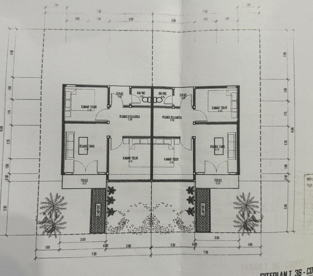 foto denah rumah tipe 36/72 perumahan KOTA RAJA TAPAK SEJAHTERA
