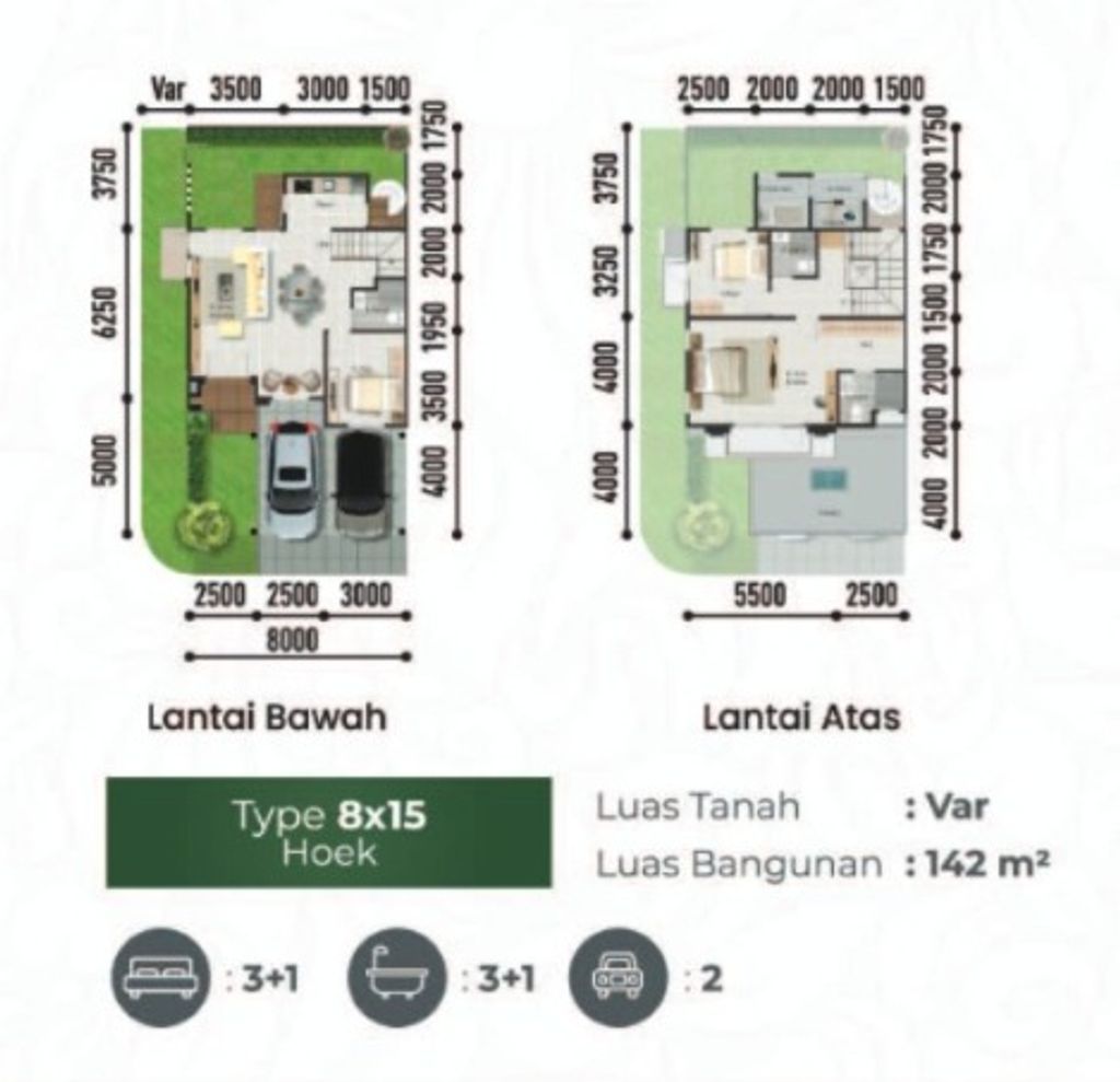 foto denah rumah tipe PASADENA 15/01 perumahan PASADENA