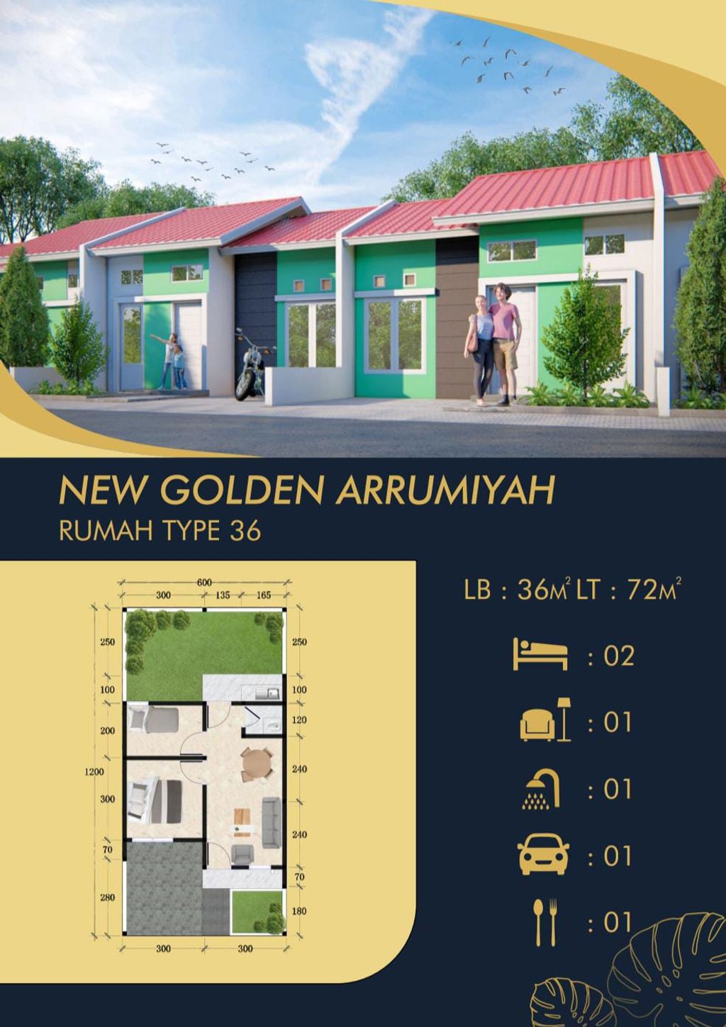 foto denah rumah tipe 36 perumahan New Golden Arrumiyah