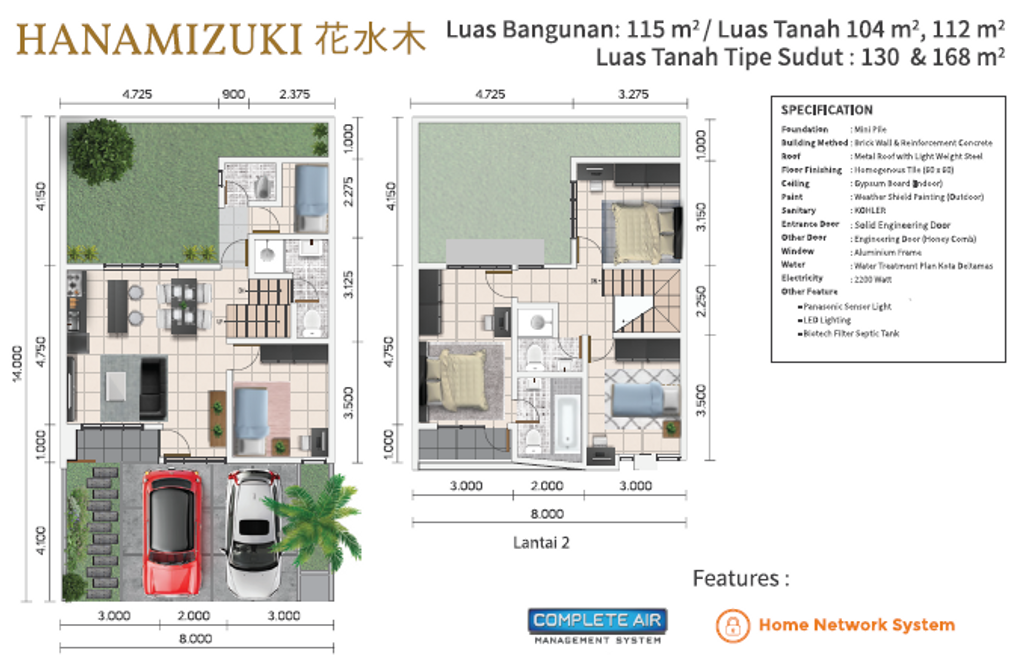 foto denah rumah tipe HANAMIZUKI perumahan SAVASA