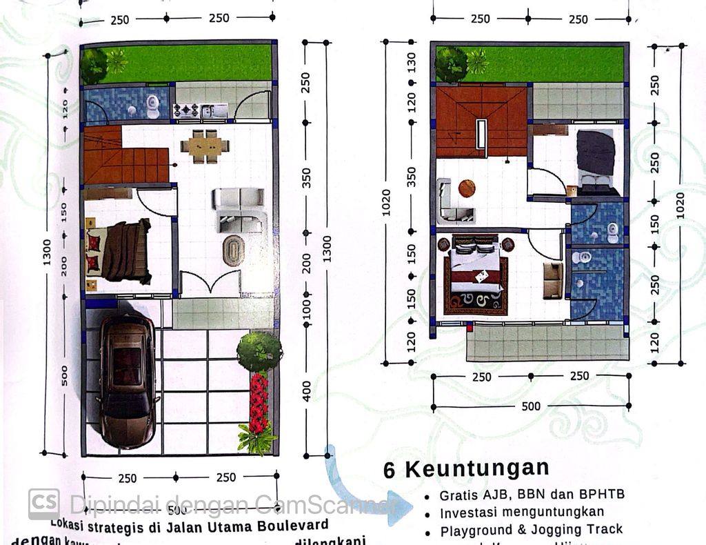 foto denah rumah tipe CALESTA perumahan CENTER PARK HARMONY