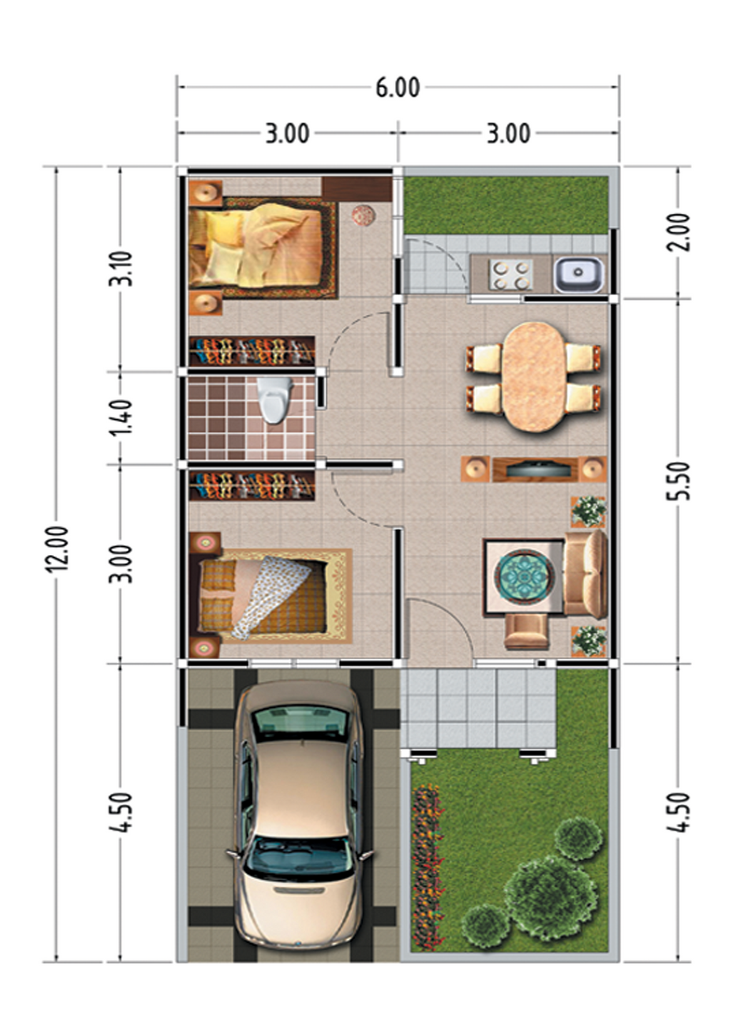 foto denah rumah tipe 42/72 perumahan JAZEERA CIKARANG RESIDENCE