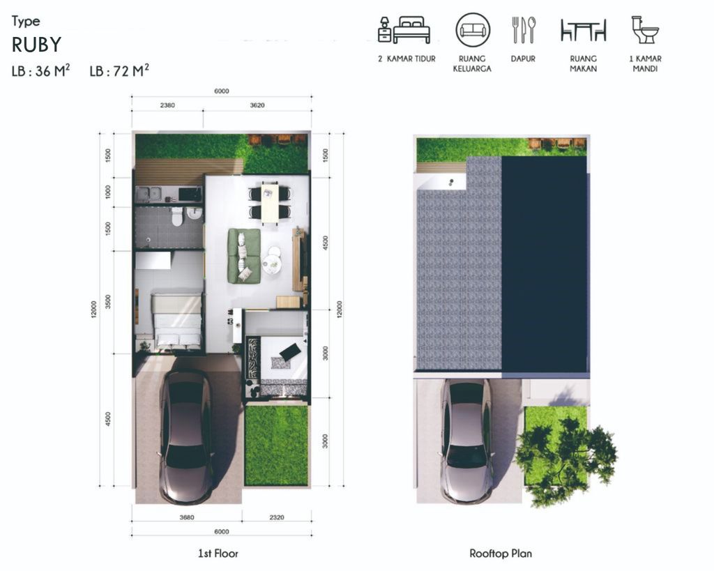 foto denah rumah tipe RUBY WEST HOOK perumahan ARCADIA SOETTA SEPATAN