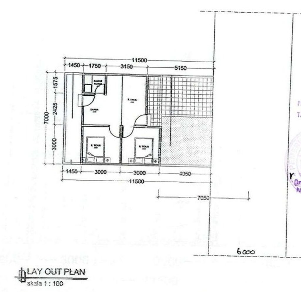 foto denah rumah tipe 36/80 perumahan TRI KOSALA ASRI