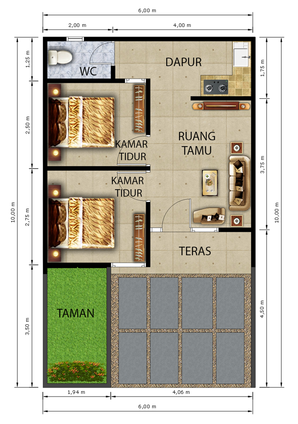 foto denah rumah tipe GRAHA ASRI RESIDENCE 2 (TAHAP 2-2024) perumahan GRAHA ASRI RESIDENCE 2 (TAHAP 2)