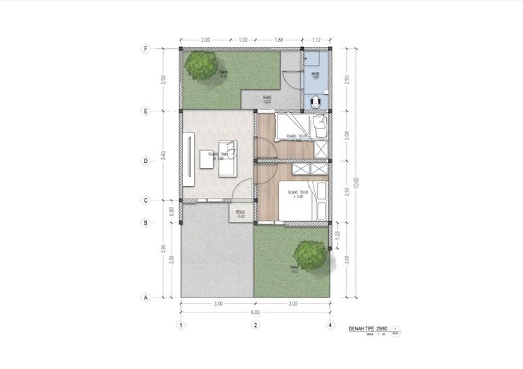 foto denah rumah tipe Ruby 29/60 185.000.000 perumahan PERMATA PURI HARMONI 2 TAHAP 3