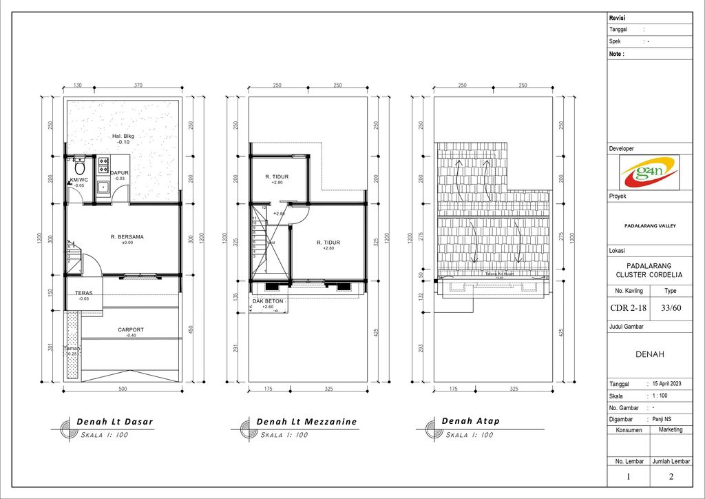 foto denah rumah tipe 33 Mezanin Classic (Charlotte) (434) Komersil perumahan G-Land Padalarang Valley