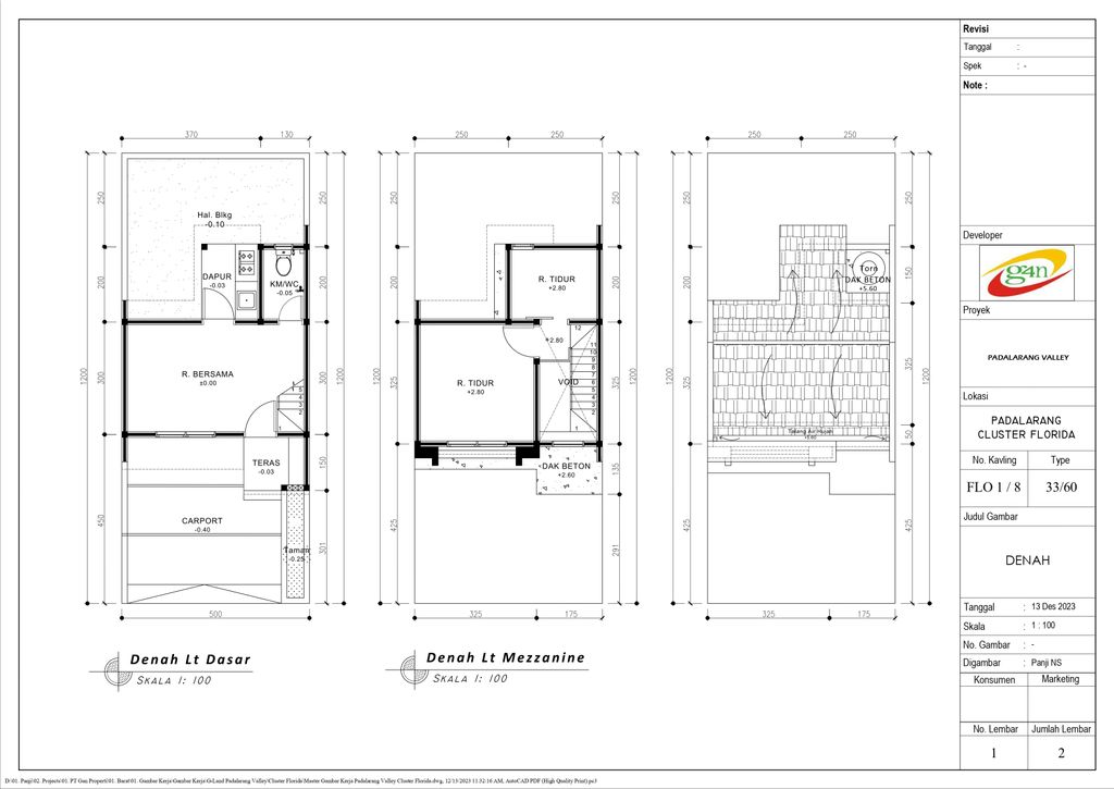 foto denah rumah tipe 33 Mezanin (368) (Komersil) perumahan G-Land Padalarang Valley