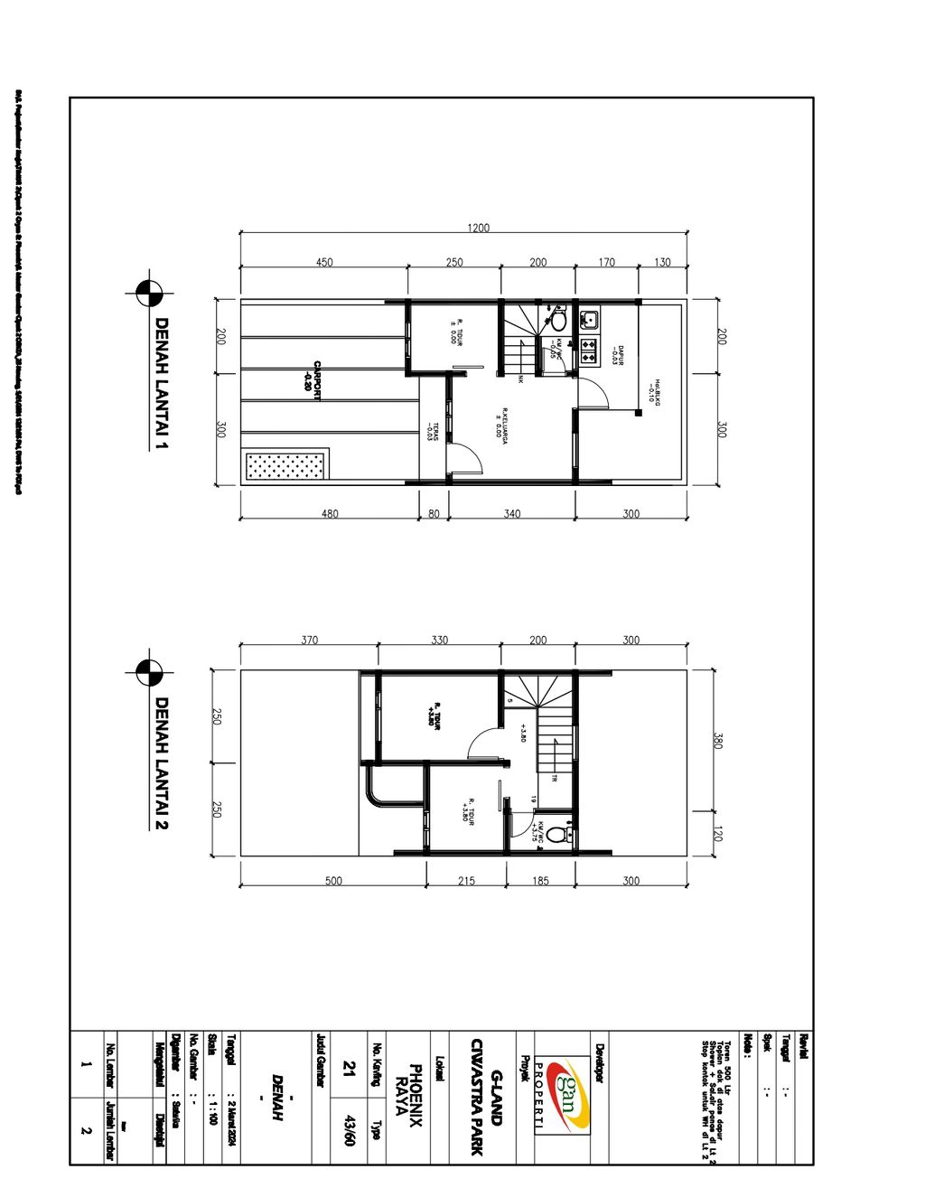 foto denah rumah tipe 43 Compact High Ceiling (3KT) (486) perumahan G-Land Ciwastra Park 2