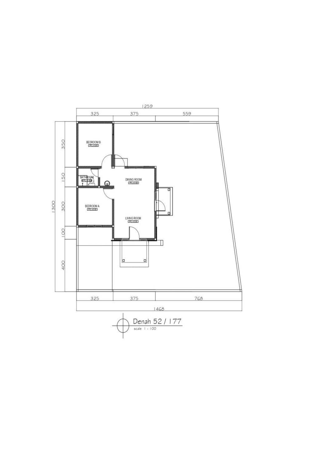 foto denah rumah tipe 52/177 perumahan ALAM JUANDA