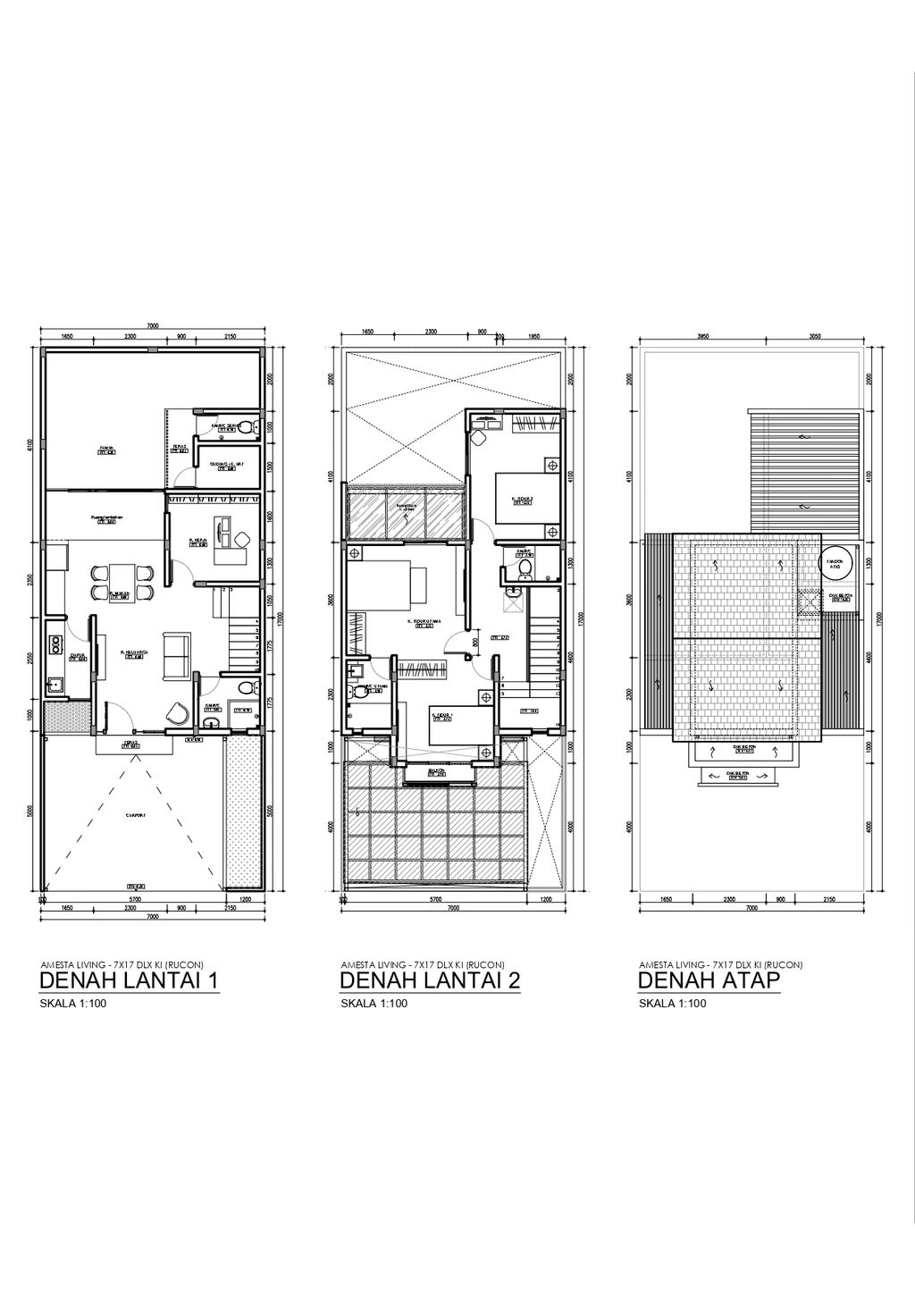 foto denah rumah tipe MERRA DLX perumahan AMESTA LIVING