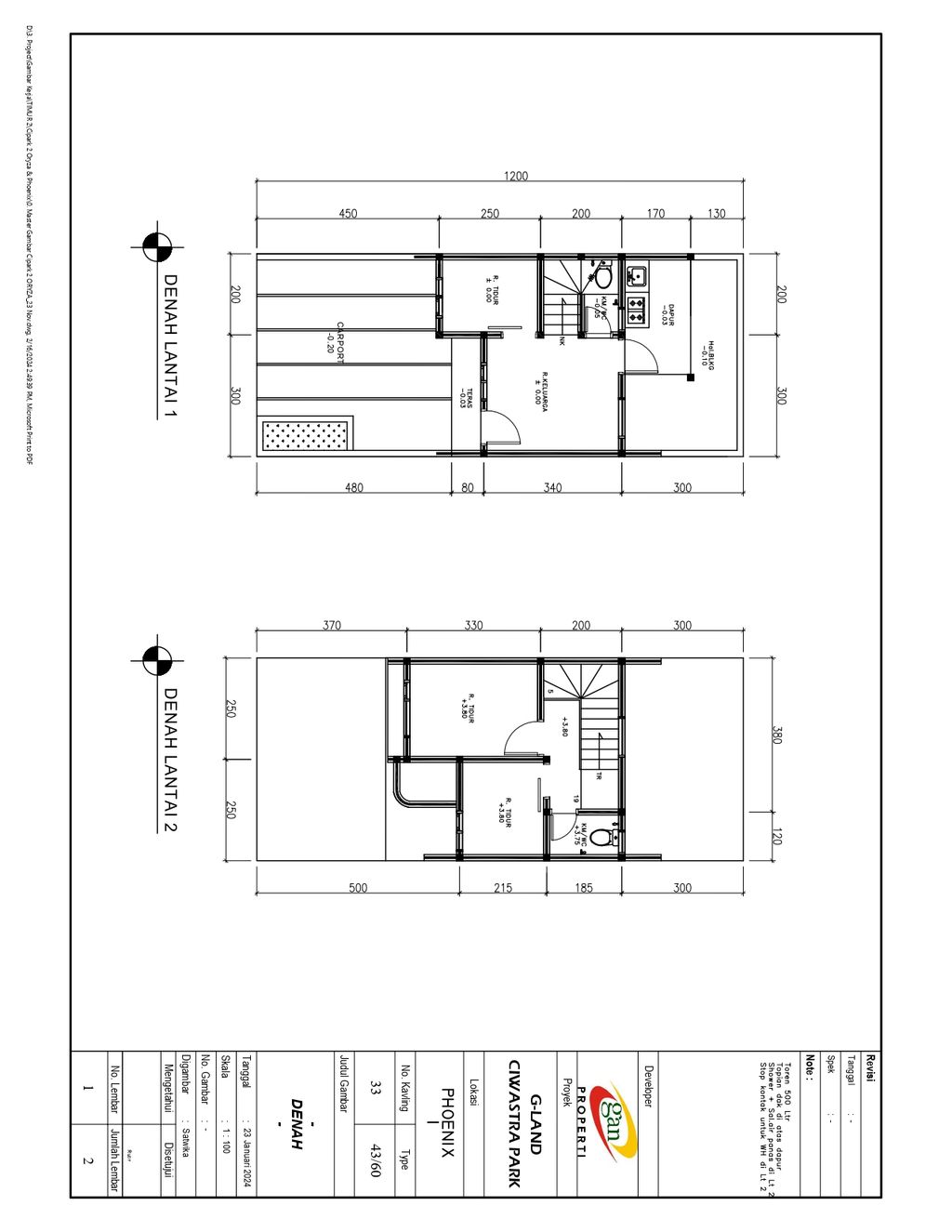 foto denah rumah tipe 43 Compact High Ceiling (3KT) (496) perumahan G-Land Ciwastra Park 2