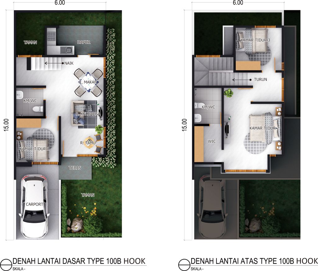 foto denah rumah tipe 100 B HOOK perumahan GARMELIA REGENCY