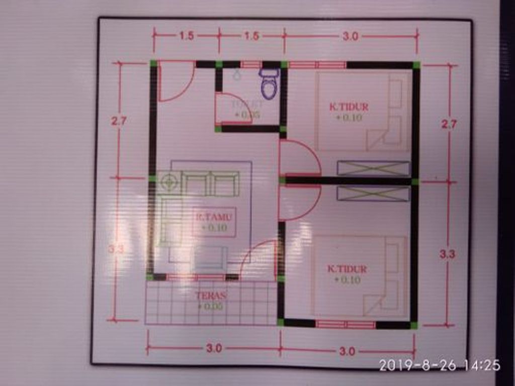 foto denah rumah tipe NEW SUBSIDI perumahan BELITI SEJAHTERA RESIDENCE TAHAP 2 CLUSTER RAFFLESIA