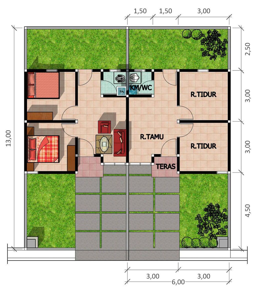 foto denah rumah tipe 36 perumahan GRAND MUTIARA 2