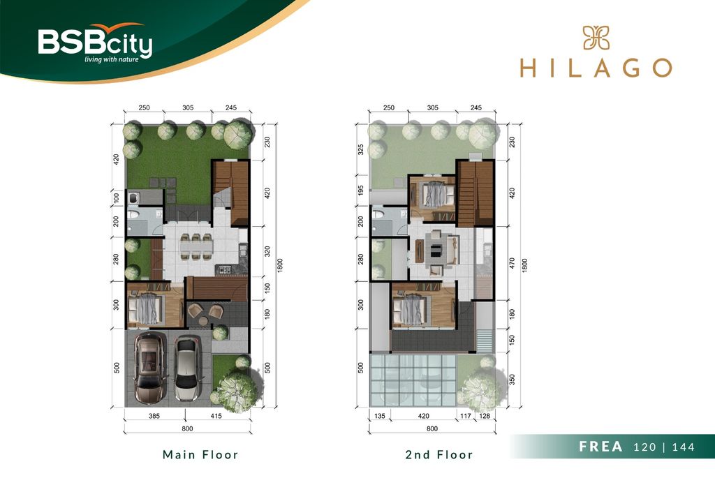 foto denah rumah tipe FREA - F19 perumahan BSB City Hilago