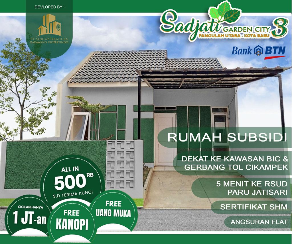 foto tampak rumah tipe 30/60 perumahan Sadjati Garden City 3