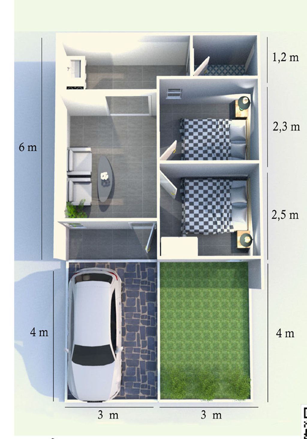 foto denah rumah tipe 30/60 perumahan Sadjati Garden City 3