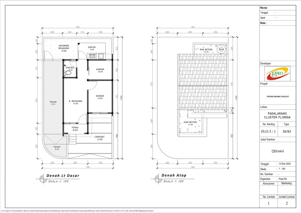 foto denah rumah tipe 30 1 Lantai Kontur 1.5m (407) perumahan G-Land Padalarang Valley