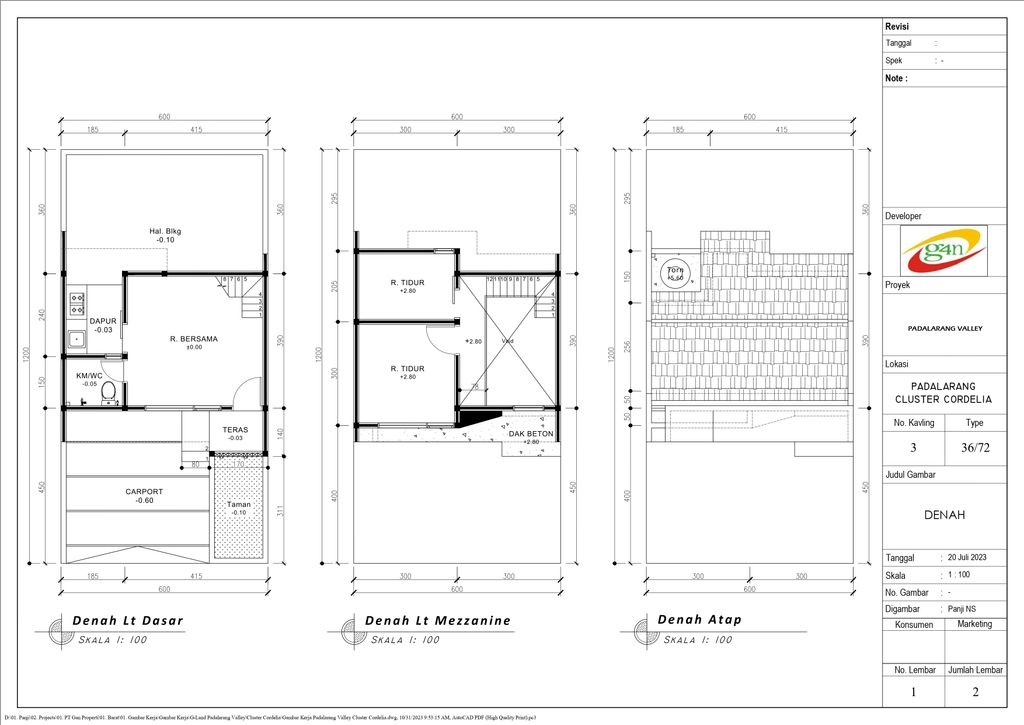 foto denah rumah tipe 36 Mezanin (Cerys) (477) perumahan G-Land Padalarang Valley